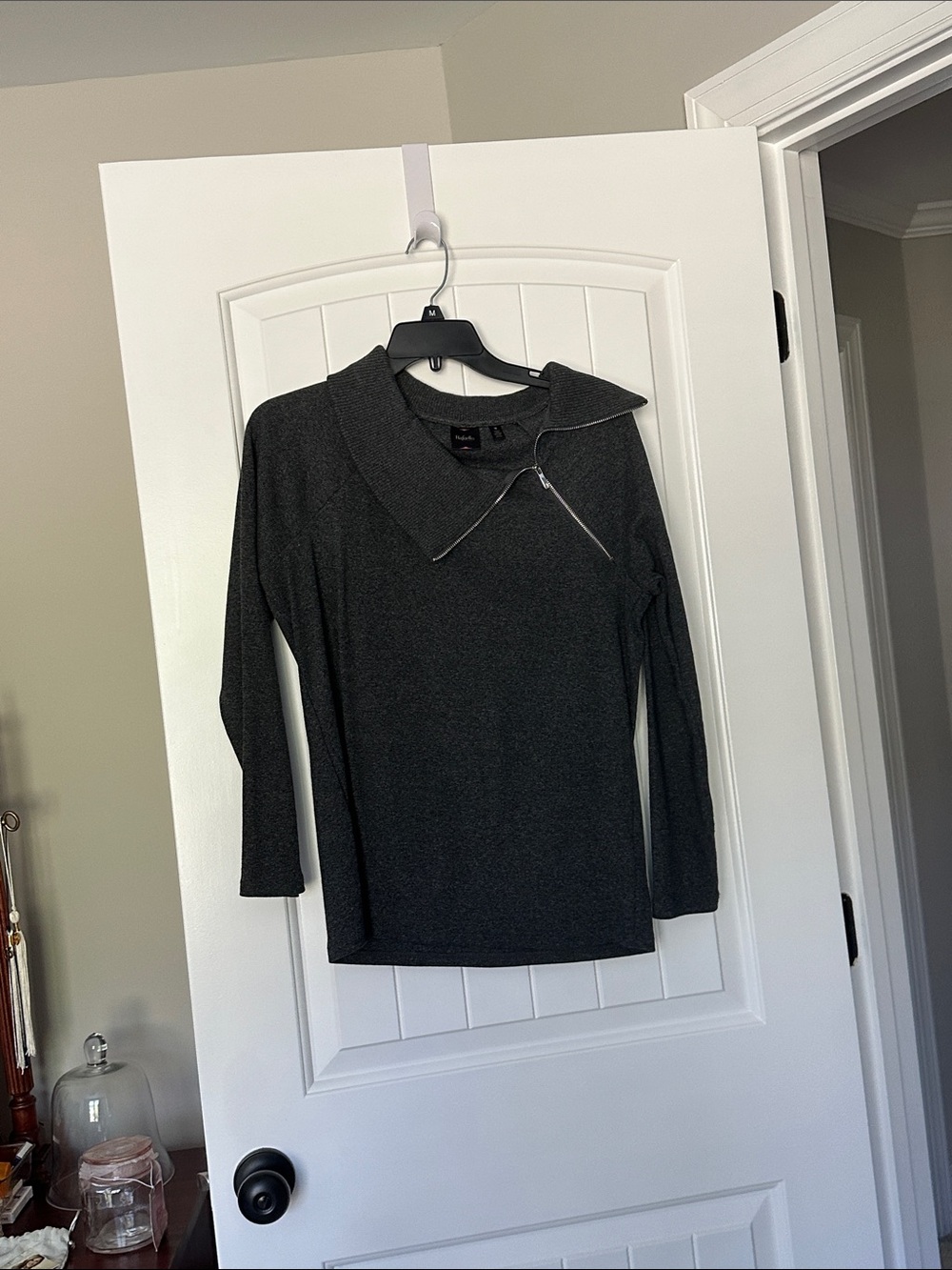 Charcoal Asymmetrical Zip Women’s Sweater